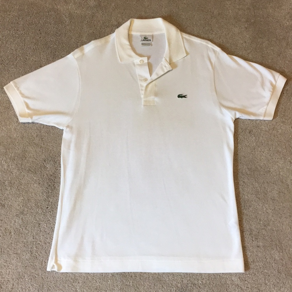 Men’s White Lacoste Polo size small Fair Condition